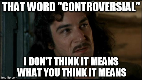 The Princess Bride | THAT WORD "CONTROVERSIAL" I DON'T THINK IT MEANS WHAT YOU THINK IT MEANS | image tagged in the princess bride | made w/ Imgflip meme maker
