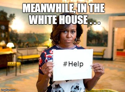 MEANWHILE, IN THE WHITE HOUSE . . . | image tagged in michelleobama | made w/ Imgflip meme maker