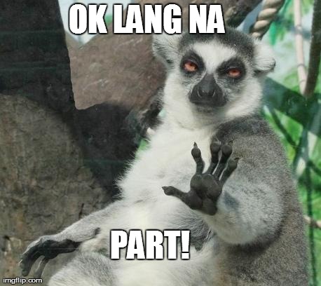 Stoner Lemur | OK LANG NA  PART! | image tagged in memes,stoner lemur | made w/ Imgflip meme maker