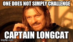 One Does Not Simply Meme | ONE DOES NOT SIMPLY CHALLENGE CAPTAIN LONGCAT | image tagged in memes,one does not simply | made w/ Imgflip meme maker