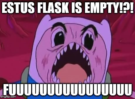 Finn The Human Meme | ESTUS FLASK IS EMPTY!?! FUUUUUUUUUUUUUUUU | image tagged in memes,finn the human | made w/ Imgflip meme maker