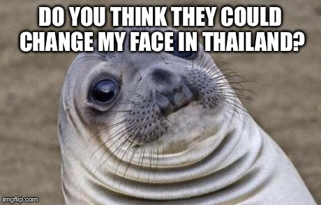 Awkward Moment Sealion Meme | DO YOU THINK THEY COULD CHANGE MY FACE IN THAILAND? | image tagged in memes,awkward moment sealion | made w/ Imgflip meme maker