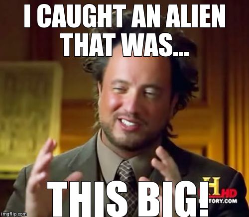 Ancient Aliens Meme | I CAUGHT AN ALIEN THAT WAS... THIS BIG! | image tagged in memes,ancient aliens | made w/ Imgflip meme maker