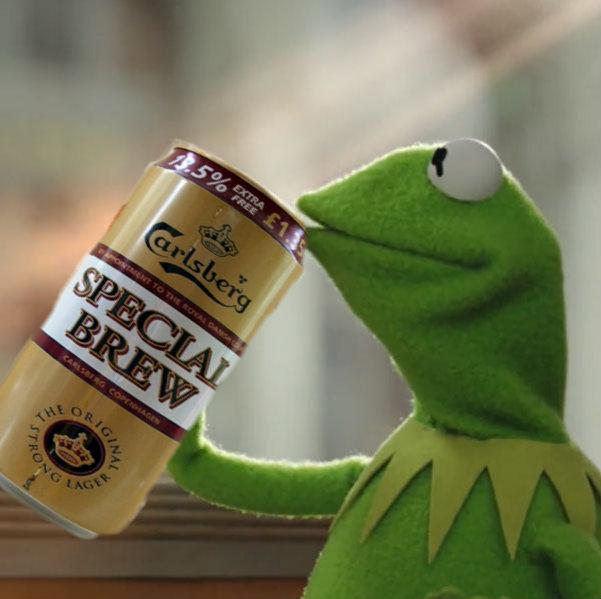 High Quality kermit special brew Blank Meme Template
