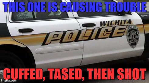 THIS ONE IS CAUSING TROUBLE CUFFED, TASED, THEN SHOT | made w/ Imgflip meme maker