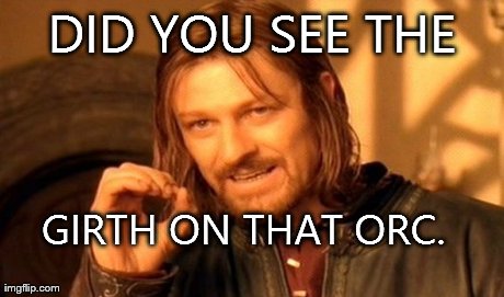 One Does Not Simply | DID YOU SEE THE GIRTH ON THAT ORC. | image tagged in memes,one does not simply | made w/ Imgflip meme maker