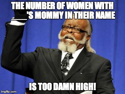 Too Damn High Meme | THE NUMBER OF WOMEN WITH ___'S MOMMY IN THEIR NAME IS TOO DAMN HIGH! | image tagged in memes,too damn high | made w/ Imgflip meme maker