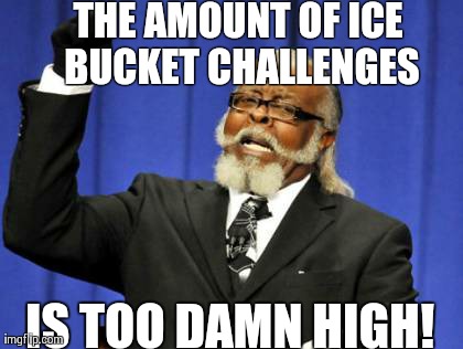 Too Damn High Meme | THE AMOUNT OF ICE BUCKET CHALLENGES IS TOO DAMN HIGH! | image tagged in memes,too damn high,funny | made w/ Imgflip meme maker