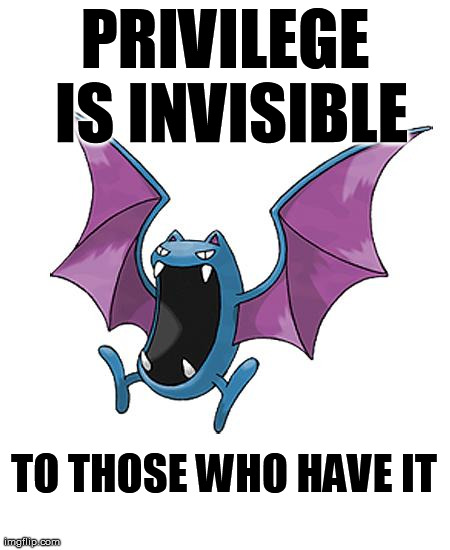 Equality Golbat | PRIVILEGE IS INVISIBLE TO THOSE WHO HAVE IT | image tagged in equality golbat | made w/ Imgflip meme maker