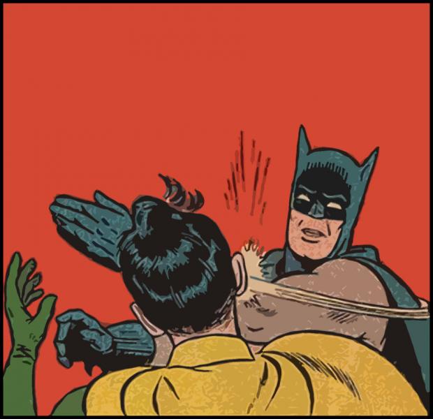 batman slapping robin no bubbles Blank Meme Template