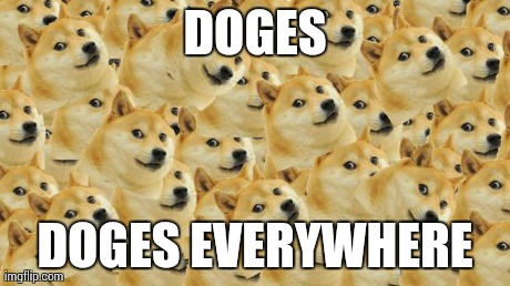 Multi Doge Meme | DOGES DOGES EVERYWHERE | image tagged in memes,multi doge | made w/ Imgflip meme maker