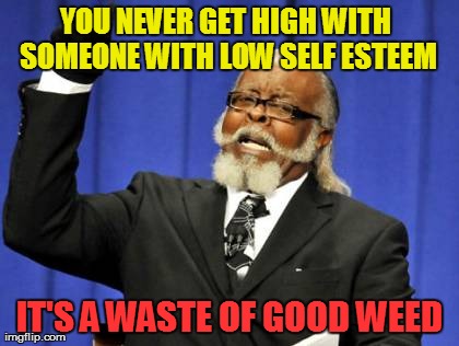Buzz Kill | YOU NEVER GET HIGH WITH SOMEONE WITH LOW SELF ESTEEM IT'S A WASTE OF GOOD WEED | image tagged in memes,too damn high,funny,weed,humor | made w/ Imgflip meme maker