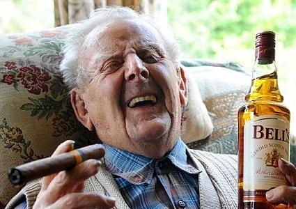 old man drinking and smoking Blank Meme Template