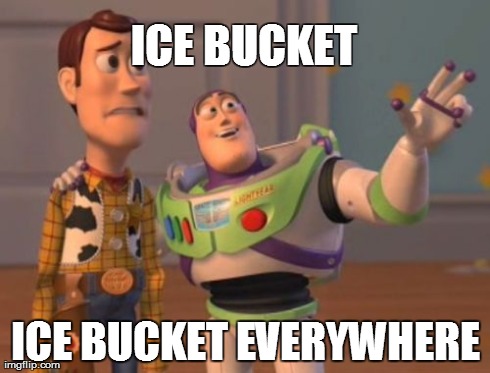 Ice fucking bucket | ICE BUCKET ICE BUCKET EVERYWHERE | image tagged in memes,icebucket,buzz lightyear,woody,toy story,ice bucket challenge,x x everywhere | made w/ Imgflip meme maker