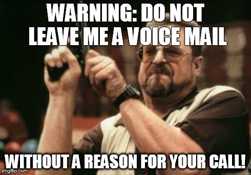 Am I The Only One Around Here | WARNING: DO NOT LEAVE ME A VOICE MAIL WITHOUT A REASON FOR YOUR CALL! | image tagged in memes,am i the only one around here | made w/ Imgflip meme maker