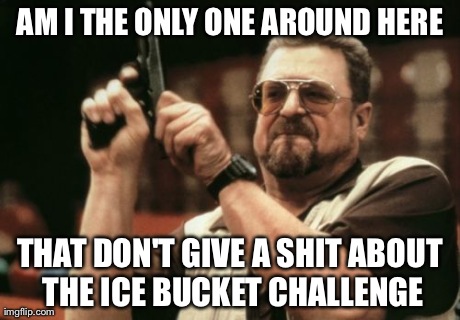Am I The Only One Around Here Meme | AM I THE ONLY ONE AROUND HERE THAT DON'T GIVE A SHIT ABOUT THE ICE BUCKET CHALLENGE | image tagged in memes,am i the only one around here | made w/ Imgflip meme maker