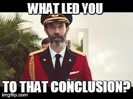 Captain Obvious | WHAT LED YOU  TO THAT CONCLUSION? | image tagged in captain obvious | made w/ Imgflip meme maker