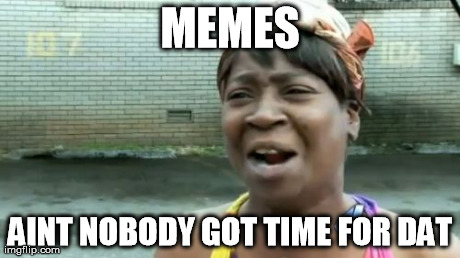 Ain't Nobody Got Time For That Meme | MEMES AINT NOBODY GOT TIME FOR DAT | image tagged in memes,aint nobody got time for that | made w/ Imgflip meme maker