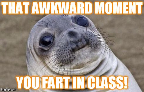 Awkward Moment Sealion | THAT AWKWARD MOMENT YOU FART IN CLASS! | image tagged in memes,awkward moment sealion | made w/ Imgflip meme maker