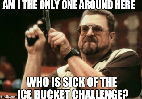 Am I The Only One Around Here Meme | AM I THE ONLY ONE AROUND HERE WHO IS SICK OF THE ICE BUCKET CHALLENGE? | image tagged in memes,am i the only one around here | made w/ Imgflip meme maker