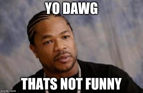 Serious Xzibit | YO DAWG THATS NOT FUNNY | image tagged in memes,serious xzibit | made w/ Imgflip meme maker