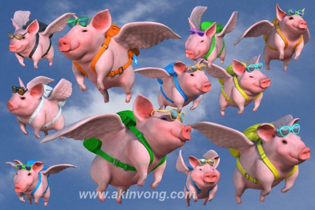 Flying pigs Blank Meme Template