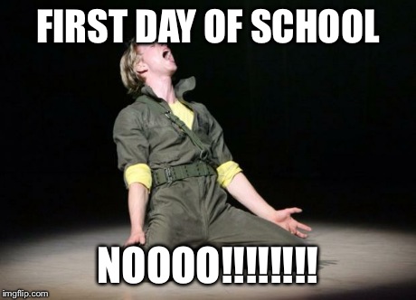 FIRST DAY OF SCHOOL NOOOO!!!!!!!! | image tagged in noooo | made w/ Imgflip meme maker