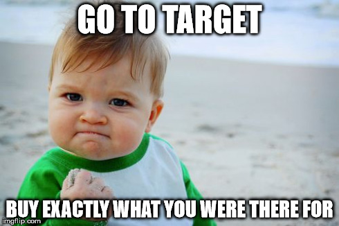 Success Kid Original | GO TO TARGET BUY EXACTLY WHAT YOU WERE THERE FOR | image tagged in memes,success kid original | made w/ Imgflip meme maker