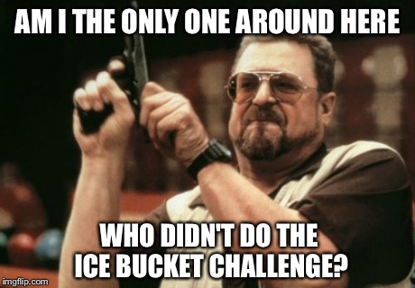 Am I The Only One Around Here Meme | AM I THE ONLY ONE AROUND HERE WHO DIDN'T DO THE ICE BUCKET CHALLENGE? | image tagged in memes,am i the only one around here | made w/ Imgflip meme maker