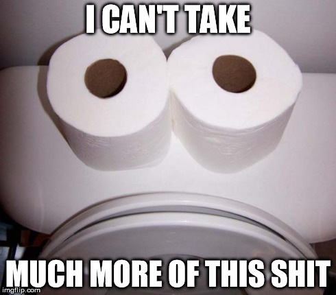 sad toilet | I CAN'T TAKE MUCH MORE OF THIS SHIT | image tagged in sad toilet | made w/ Imgflip meme maker