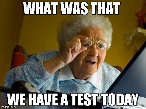 Grandma Finds The Internet | WHAT WAS THAT  WE HAVE A TEST TODAY | image tagged in memes,grandma finds the internet | made w/ Imgflip meme maker