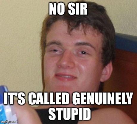 10 Guy Meme | NO SIR IT'S CALLED GENUINELY STUPID | image tagged in memes,10 guy | made w/ Imgflip meme maker