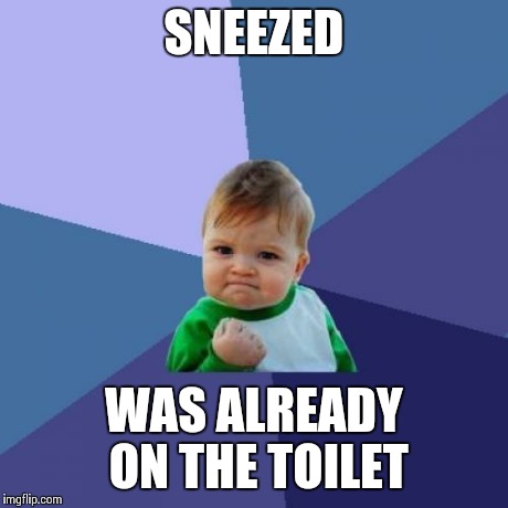 Success Kid Meme | SNEEZED WAS ALREADY ON THE TOILET | image tagged in memes,success kid,BabyBumps | made w/ Imgflip meme maker
