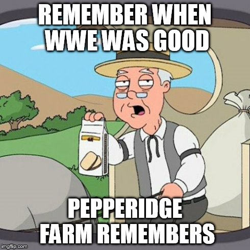 The good ole times | REMEMBER WHEN WWE WAS GOOD PEPPERIDGE FARM REMEMBERS | image tagged in memes,pepperidge farm remembers | made w/ Imgflip meme maker