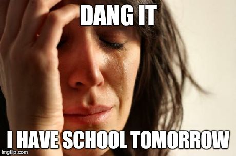 First World Problems | DANG IT I HAVE SCHOOL TOMORROW | image tagged in memes,first world problems | made w/ Imgflip meme maker