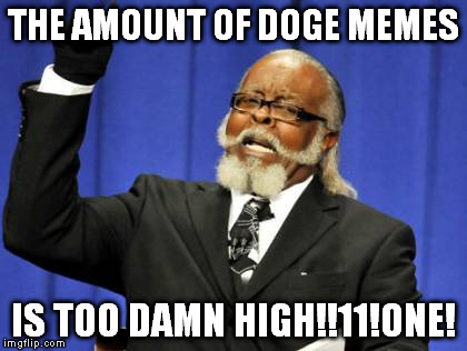 Too Damn High Meme | THE AMOUNT OF DOGE MEMES IS TOO DAMN HIGH!!11!ONE! | image tagged in memes,too damn high | made w/ Imgflip meme maker
