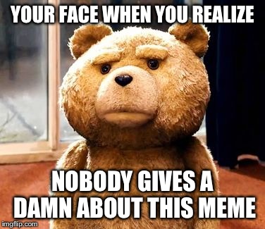 TED | YOUR FACE WHEN YOU REALIZE NOBODY GIVES A DAMN ABOUT THIS MEME | image tagged in memes,ted | made w/ Imgflip meme maker