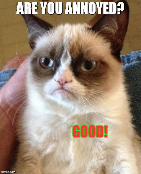 Grumpy Cat Meme | ARE YOU ANNOYED? GOOD! | image tagged in memes,grumpy cat | made w/ Imgflip meme maker