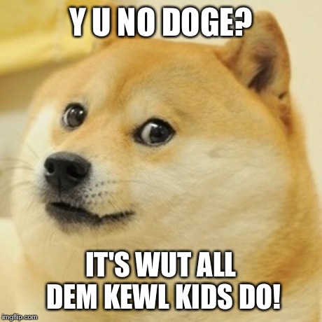 Doge Meme | Y U NO DOGE? IT'S WUT ALL DEM KEWL KIDS DO! | image tagged in memes,doge | made w/ Imgflip meme maker