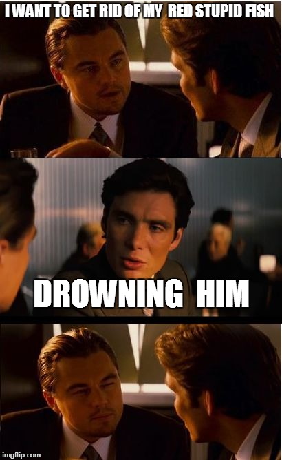 Inception Meme | I WANT TO GET RID OF MY  RED STUPID FISH DROWNING  HIM | image tagged in memes,inception | made w/ Imgflip meme maker