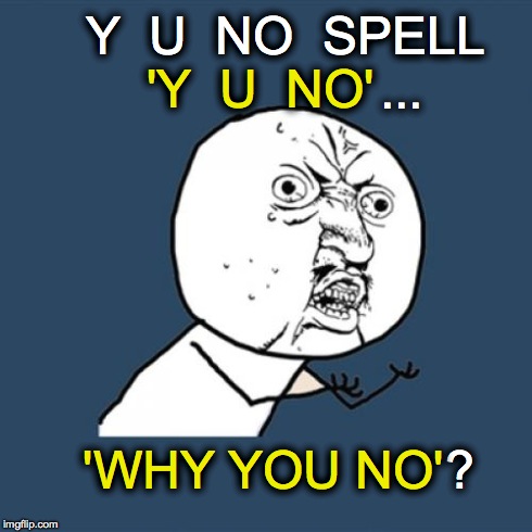 Y U No | Y  U  NO  SPELL                  ... ? 'Y  U  NO' 'WHY YOU NO' | image tagged in memes,y u no | made w/ Imgflip meme maker