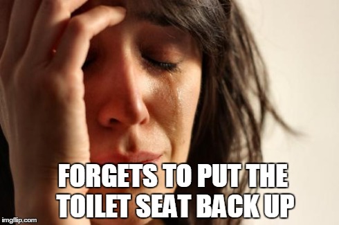 First World Problems | FORGETS TO PUT THE TOILET SEAT BACK UP | image tagged in memes,first world problems | made w/ Imgflip meme maker