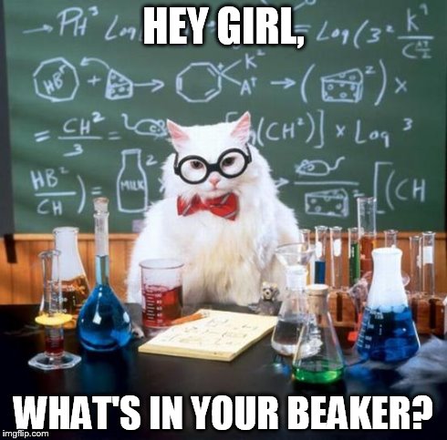 Chemistry Cat | HEY GIRL, WHAT'S IN YOUR BEAKER? | image tagged in memes,chemistry cat | made w/ Imgflip meme maker