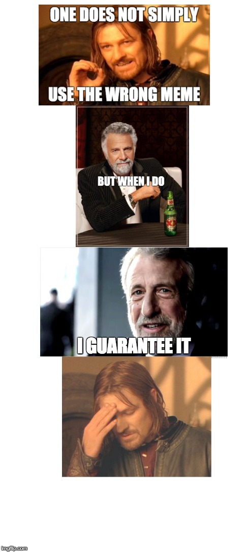 Fuse all the memes!! | I GUARANTEE IT | image tagged in one does not simply,the most interesting man in the world,i guarantee it,meme,funny | made w/ Imgflip meme maker