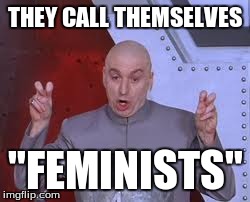 Dr Evil Laser Meme | THEY CALL THEMSELVES "FEMINISTS" | image tagged in memes,dr evil laser | made w/ Imgflip meme maker