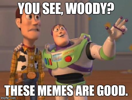 X, X Everywhere | YOU SEE, WOODY? THESE MEMES ARE GOOD. | image tagged in memes,x x everywhere | made w/ Imgflip meme maker