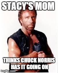Chuck Norris Flex | STACY'S MOM THINKS CHUCK NORRIS HAS IT GOING ON | image tagged in chuck norris | made w/ Imgflip meme maker
