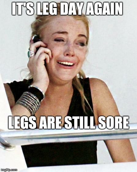 Lohans Leg Day | IT'S LEG DAY AGAIN LEGS ARE STILL SORE | image tagged in lohans leg day | made w/ Imgflip meme maker