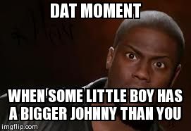 Kevin Hart | DAT MOMENT  WHEN SOME LITTLE BOY HAS A BIGGER JOHNNY THAN YOU | image tagged in memes,kevin hart the hell | made w/ Imgflip meme maker