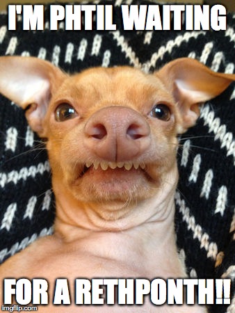 I'M PHTIL WAITING FOR A RETHPONTH!! | image tagged in dogs,funny | made w/ Imgflip meme maker